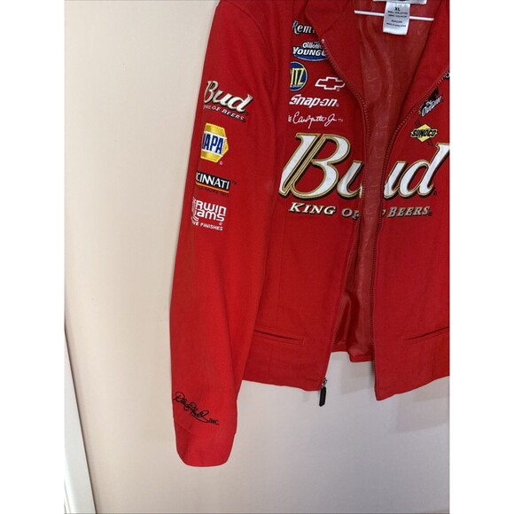 Chase Authentics Budweiser Dale Jr #8 NASCAR Jacket Womens XL Red Vintage - Picture 10 of 11